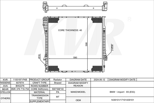 BMW Closed Off-Road Vehicle,2000-06 N62 B44 A RADIATOR
