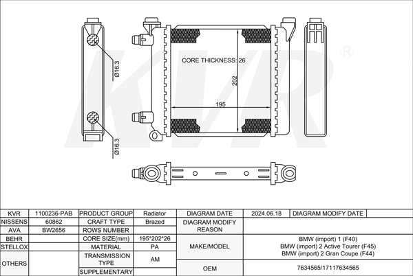 BMW HATCHBACK,2020- B48 A20 E RADIATOR