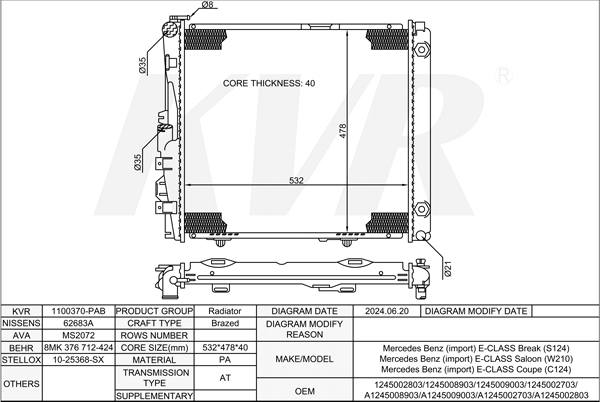 MERCEDES BENZ COUPE,1993-97 M 104.992 RADIATOR