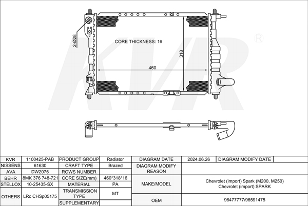 CHEVROLET HATCHBACK,2005- B10S1 RADIATOR