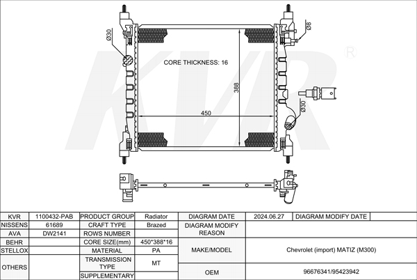 CHEVROLET HATCHBACK,2009- B10D1 RADIATOR