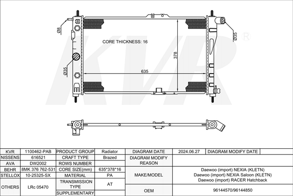 DAEWOO HATCHBACK,1995-97 G15MF RADIATOR