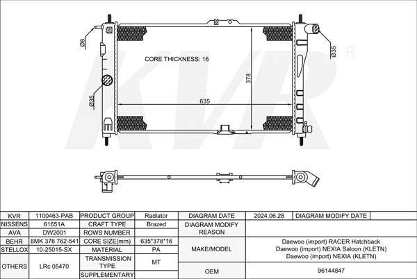 DAEWOO HATCHBACK,1986-97 G15MF RADIATOR