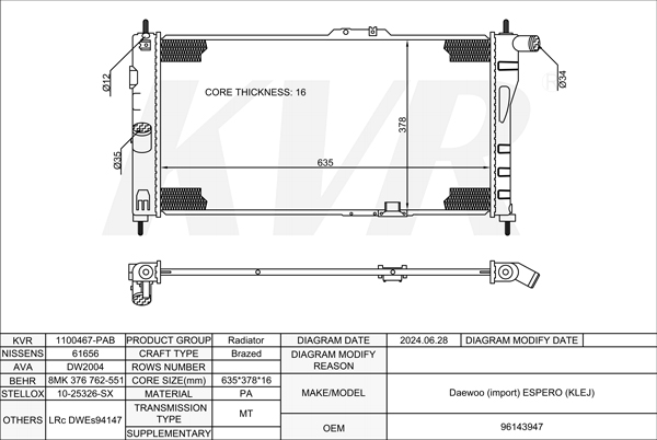 DAEWOO SALOON,1991-99 C20LE RADIATOR