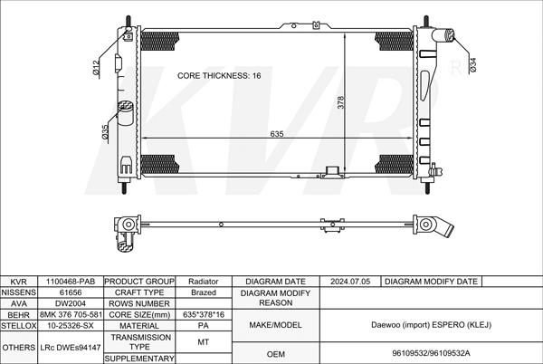 DAEWOO SALOON,1991-99 C20LE RADIATOR