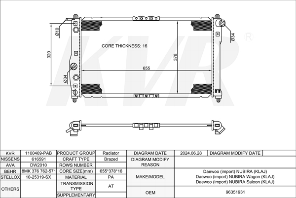 DAEWOO HATCHBACK,1997- A16DMS RADIATOR
