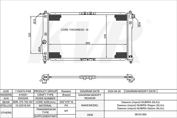 DAEWOO HATCHBACK,1997- A16DMS RADIATOR