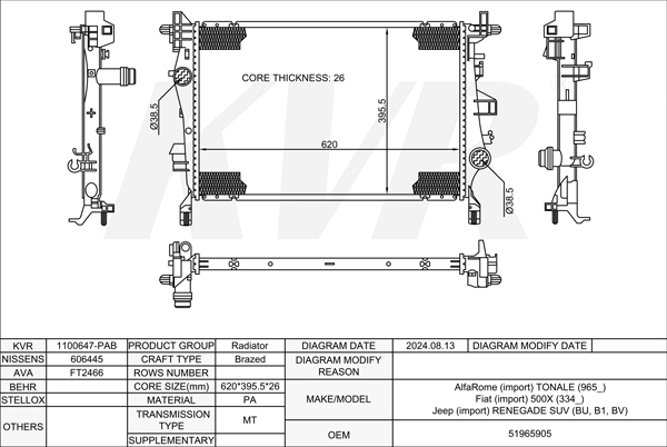FIAT SUV,2014- 552 63 087 RADIATOR