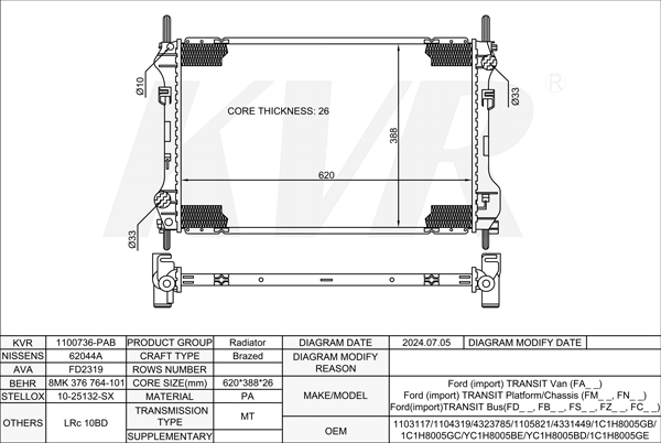 FORD BOX,2000-06 D4FA RADIATOR