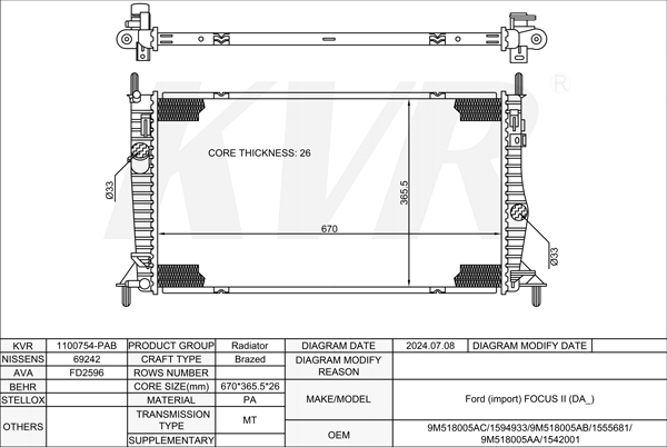 FORD HATCHBACK,2004- JZDA RADIATOR