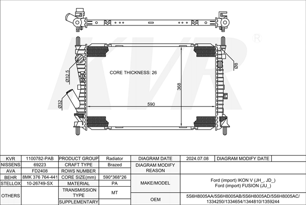 FORD HATCHBACK,2001-10 HHJB RADIATOR