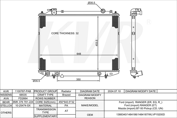 FORD PUICK,2006-12 WLAA RADIATOR