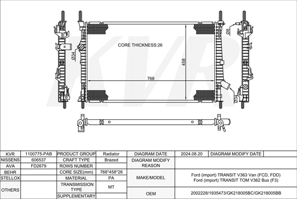 FORD BUS,2015-23 BKFA RADIATOR