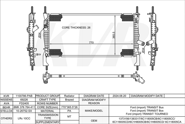 FORD BUS,2006- H9FB RADIATOR