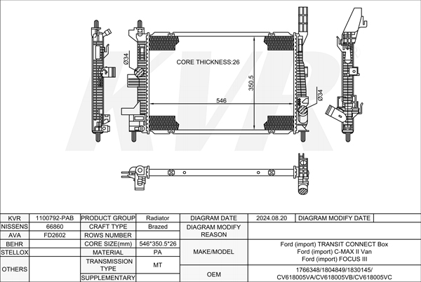 FORD BOX,2013- M2GA RADIATOR