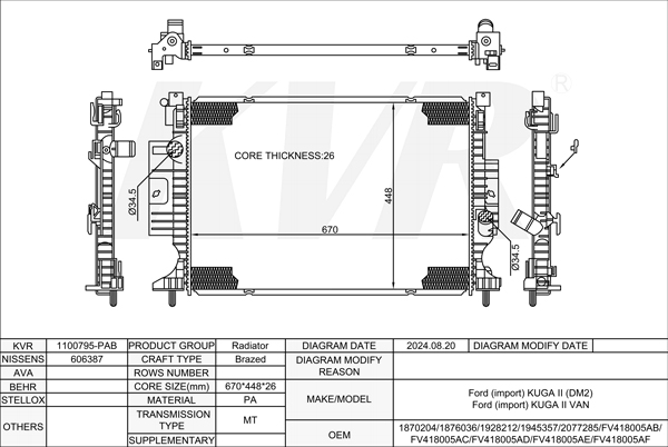 FORD SUV,2014-19 T7MA RADIATOR