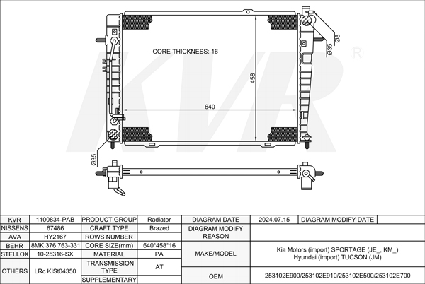 HYUNDAI Closed Off-Road Vehicle,2004-10 D4EA RADIATOR