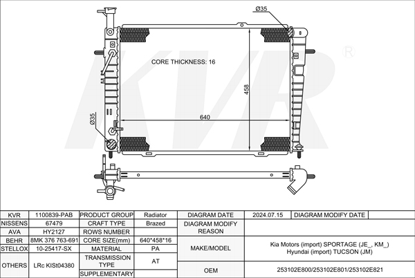 HYUNDAI Closed Off-Road Vehicle,2004-10 G4GC RADIATOR