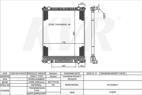 PETERBILT,RADIATOR