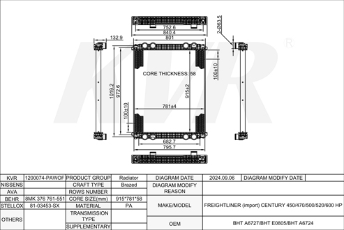 FREIGHTLINER,2011- ISLe5 320 RADIATOR