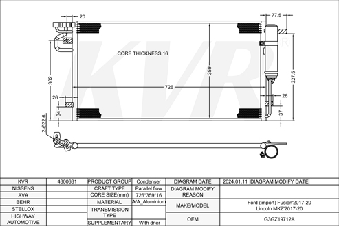 FORD,2017-20 CONDENSER