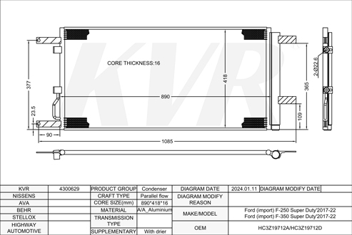 FORD,2017-22 CONDENSER