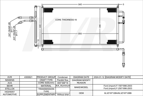 FORD PICKUP,1996-2003 99Z1 CONDENSER