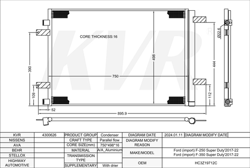 FORD,2017-22 CONDENSER