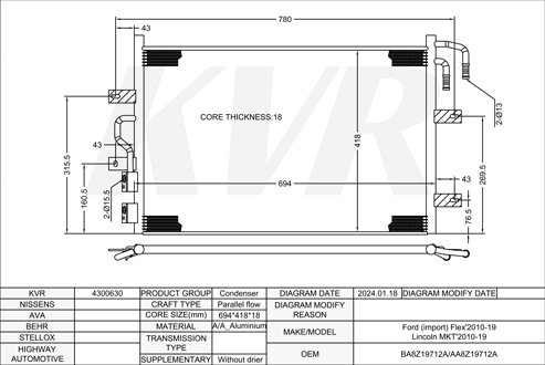 FORD,2010-19 CONDENSER