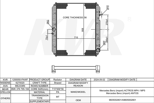 Mercedes Benz,2011- OM 471.900 RADIATOR