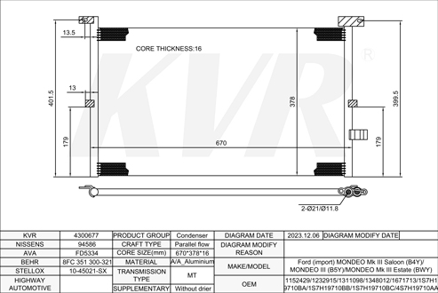 FORD SALOON,2000-07 LCBD CONDENSER