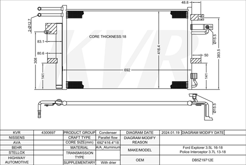 FORD,2016-18 CONDENSER