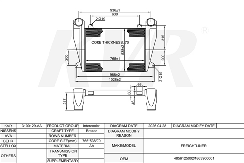 FREIGHTLINER,INTERCOOLER
