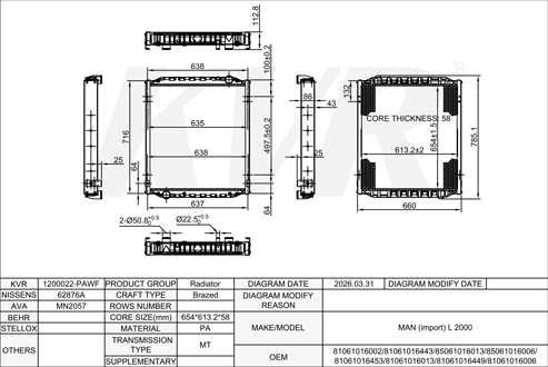 MAN,1993- D 0824 FL 01 RADIATOR