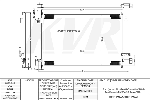 FORD Convertible,2005- C46USEM CONDENSER