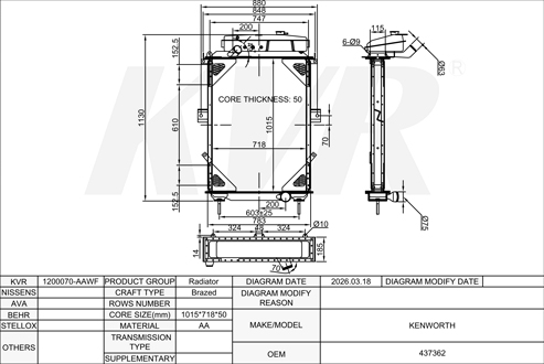 KENWORTH,RADIATOR