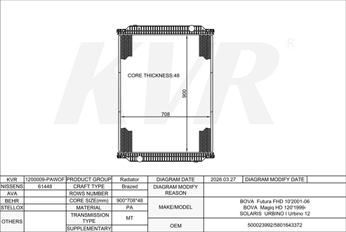 BOVA,2001-06 XE 250 C RADIATOR