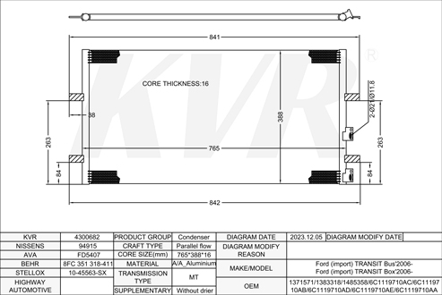 FORD BUS,2006- PHFC CONDENSER
