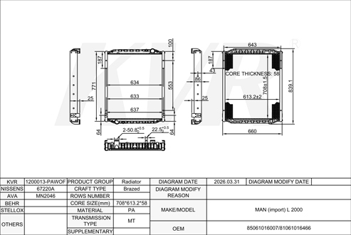 MAN,1993- D 0824 FL 01 RADIATOR