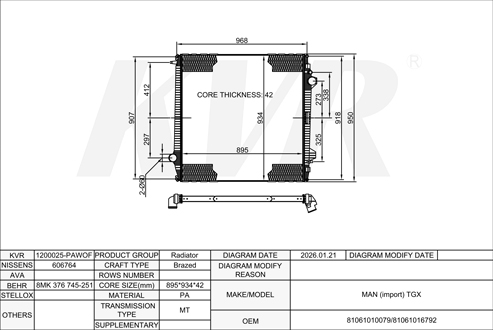 MAN,2007-21 D 2066 LF 26 RADIATOR