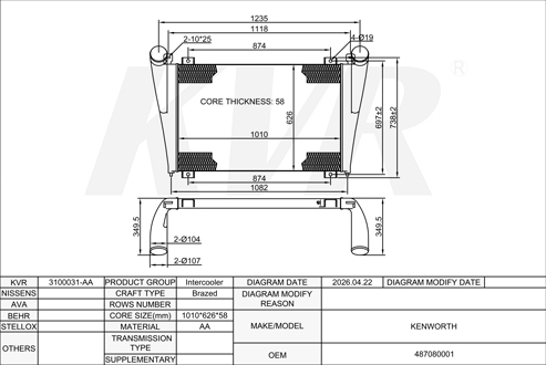 KENWORTH,INTERCOOLER
