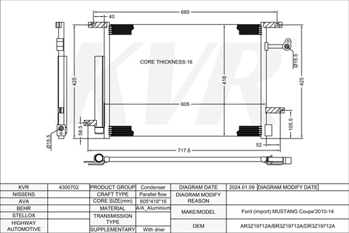 FORD COUPE,2010-14 CONDENSER