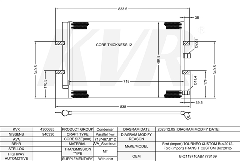 FORD BUS,2012- CYFF CONDENSER