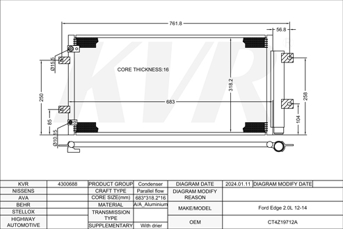 FORD,2012-14 CONDENSER