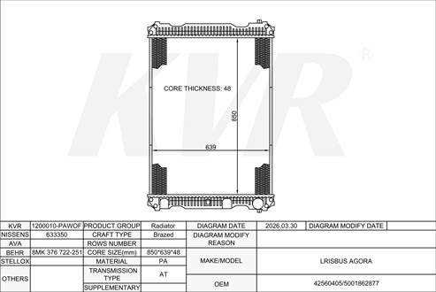 LRISBUS,2003- F2BE0682C RADIATOR