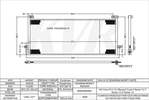 VOLVO,2012- CONDENSER