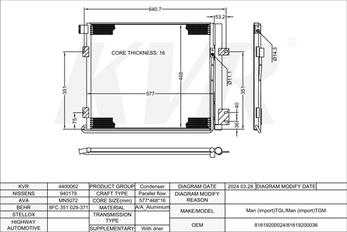 MAN,2005- D 0836 LFL 66 CONDENSER