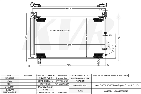 LEXUS,2015-16 CONDENSER