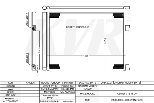 CADILLAC,2016-20 CONDENSER