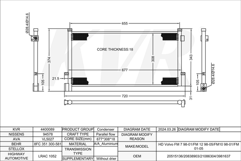 VOLVO,1998-2001 CONDENSER